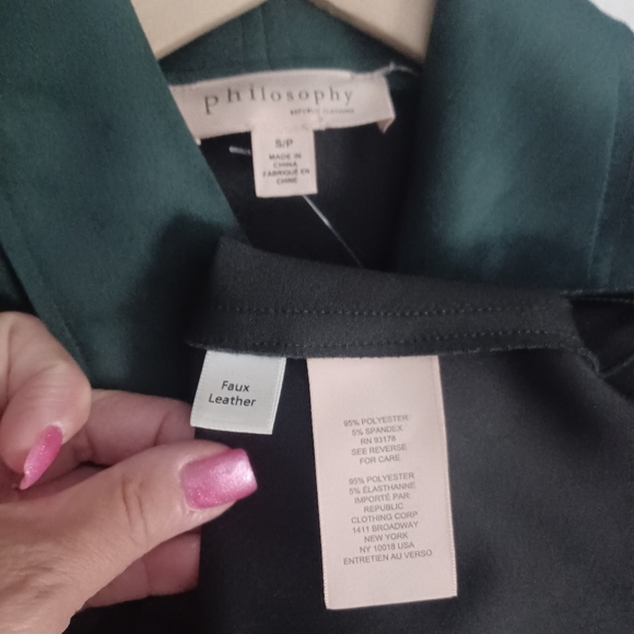 Philosophy Republic Clothing Faux Suede Zip Side Motto Tailored Jacket Sz SP - Picture 7 of 7